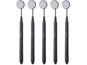 dental mirror stainless steel matte black, set of 5 dental mirrors front surface rhodium plasma coated for general and laser dentist european style threading by artman brand