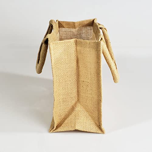 TBF Sturdy Cute Natural Jute Burlap Small Rustic Wedding Welcome Gift Bags with Clear Front Pocket (12 Pack)