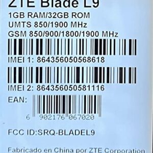 ZTE Blade L9 2021 (32GB, 1GB) 5" 2000mAh, Dual SIM 4G LTE GSM Factory Unlocked, Quad-Core Android 11, Smartphone (GSM Version, Not CDMA) Latin International Version No Warranty (Grey)