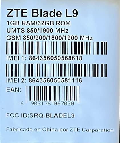 ZTE Blade L9 2021 (32GB, 1GB) 5" 2000mAh, Dual SIM 4G LTE GSM Factory Unlocked, Quad-Core Android 11, Smartphone (GSM Version, Not CDMA) Latin International Version No Warranty (Grey)