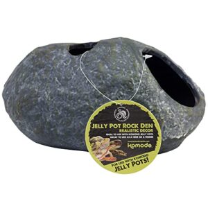 Komodo Reptile - Rock Den w/Built-in Jelly Pot Cricket Food Holder - Includes Attached DBDPet Pro-Tip Guide (Small)