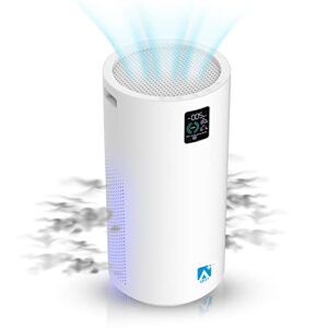 air purifiers for home large room bedroom offices living room by de.life h13 true hepa air filter with uv light, eliminate 99.98% germs, toxins, smoke, allergies and pet dander, real time air quality led screen smart display, ultra quiet purifier