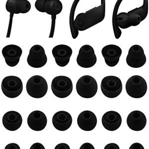 Rqker Ear Tips Compatible with Beats Flex & Powerbeats Pro & BeatsX, S/M/L/D Sizes 12 Pairs Soft Silicone Ear Tips Eartips Earbuds Tips Compatible with Beats Flex & BeatsX & Powerbeats Pro, 24 Black