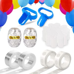 Balloon Decorating Strip Kit for Arch Garland with 32Ft Balloon Tape Strip, 2 Tying Tool, 200 Dot Glue, 20 Balloon Flower Clip, 2 Roll Ribbon (Balloon Strip Kit)