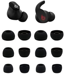 rqker ear tips compatible with beats fit pro & studio buds, 6 pairs s/m/l sizes soft silicone replacement earbuds tips ear tips eartips compatible with beats studio buds & fit pro, 45mm black