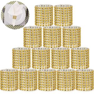 wotoban bling napkin rings set of 150, rhinestone gold napkin rings diamond adornment napkin holder bulk for wedding, dinner, party, table decorations, gold