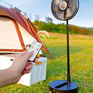 Airbition 12-Inch Rechargeable Oscillating Foldaway Pedestal Fan with Remote, Timer, 8-Speed, 7200mAh Battery Operated Cordless Standing Fan Portable for Home Bedroom Outdoor Camping Tent Travel