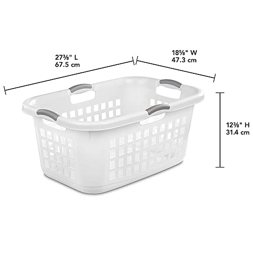 Sterilite Ultra 2 Bushel Plastic Stackable Laundry Clothes Basket Bin with 4 Comfortable Grip Handles and Airflow Holes, White (24 Pack)