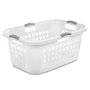 Sterilite Ultra 2 Bushel Plastic Stackable Laundry Clothes Basket Bin with 4 Comfortable Grip Handles and Airflow Holes, White (24 Pack)