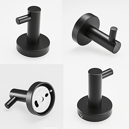 Orlif Towel Hooks，Matte Black SUS304 Stainless Steel Wall-Mounted Robe Hooks Holder Coat Hook for Bathroom, Kitchen, Bedroom, Hotel