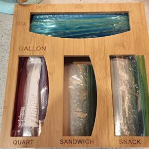 Ziplock Bag Storage Organizer and Sandwich Bag Organizer for Kitchen Drawer - Bamboo Organizer for Sandwich Bags and Ziplock Bag Holder - Plastic Baggie Storage - Zip Lock Bag Organizer