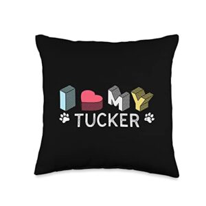 yo minus personalized dog name tucker pet lover throw pillow, 16x16, multicolor