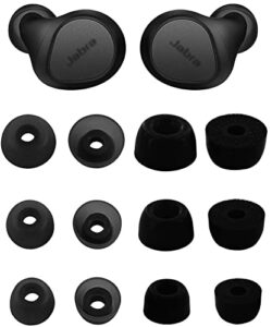 rqker ear tips compatible with jabra 65t 75t elite 3 elite 7 pro active elite 4, 3 pairs silicon ear tips 3 pairs foam eartips compatible with jabra elite 3 elite 7 pro active elite 4, 6s6f black