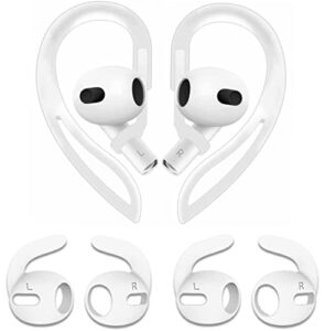 rqker sport ear hooks & ear tips compatible with airpods 3 2021, 1 pairs anti lost soft silicone rotatable adjustable earhook & 2 pairs anti slip sport ear tips compatible with airpods 3, 1c2s white