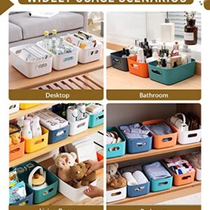 HapiLeap Plastic Storage Bins, Multiple Colour Organisation Storage Baskets for Kitchen, Cupboard, Office, Bathroom, Toy, Home Tidy Open Storage Bins with Handles (Medium (7 Packs))