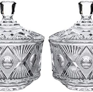 SANHECUN decorative clear glass candy jars crystal sugar bowl with lid set of 2 (Clear, Tableware)