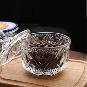 SANHECUN decorative clear glass candy jars crystal sugar bowl with lid set of 2 (Clear, Tableware)