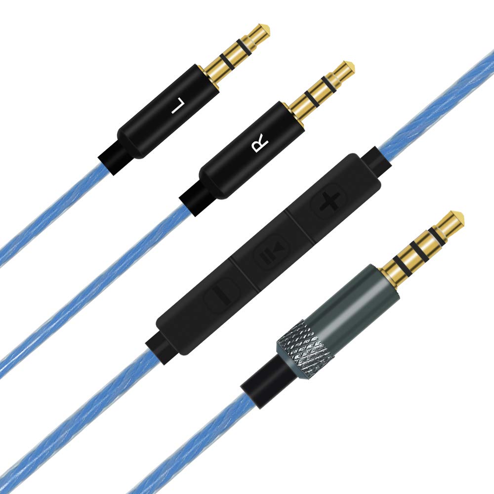 Learsoon Replacement Sol Republic Headphones Cord Aux Cable Compatible with Sol Republic Master Tracks HD HD2 Sol Republic V8 V10 V12 X3 Headsets(Blue with MIC)