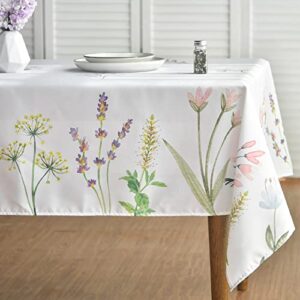horaldaily spring summer tablecloth 60x84 inch, easter watercolor wild flowers blooming floral table cover for party picnic dinner decor