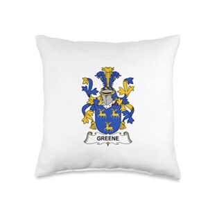 family crest and coat of arms clothes and gifts greene coat of arms-family crest throw pillow, 16x16, multicolor