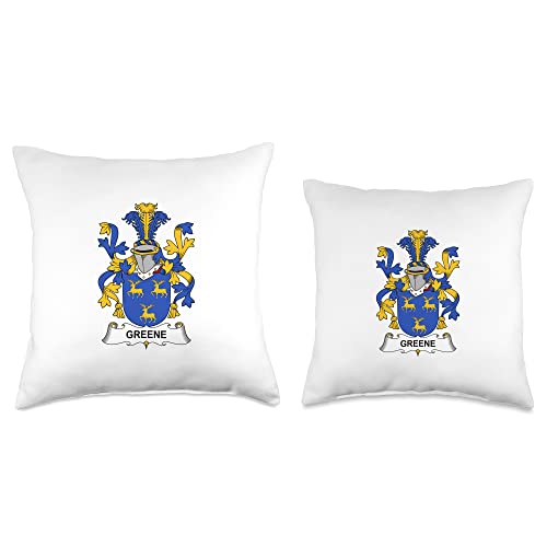 Family Crest and Coat of Arms clothes and gifts Greene Coat of Arms-Family Crest Throw Pillow, 16x16, Multicolor