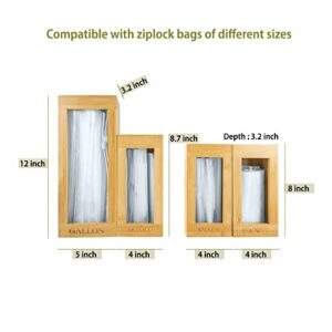 Nord Vitae Bamboo Ziplock Bag Organizer for Kitchen Drawer Compatible with Gallon, Quart, Sandwich and Snack Variety Size Bag (4 Piece Set)