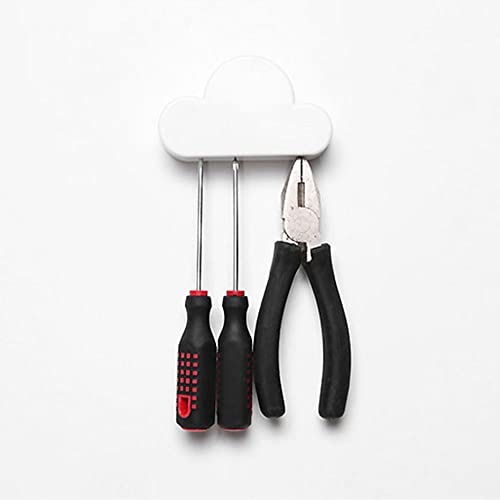 Hikinlichi Magnetic Key Holders Adhesive Key Hanger Organizer 2 Pack White Cloud Key Ring Keychains Hooks Racks 4 Strong Magnets Decorative Wall Mount Holder Fridge Magnets Wall Door Entryway Kitchen