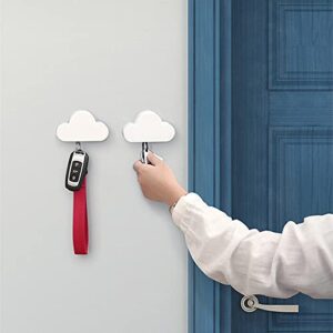 Hikinlichi Magnetic Key Holders Adhesive Key Hanger Organizer 2 Pack White Cloud Key Ring Keychains Hooks Racks 4 Strong Magnets Decorative Wall Mount Holder Fridge Magnets Wall Door Entryway Kitchen