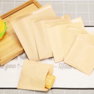 BaShiDer Wax Paper Bags 4.52 x 4.92-inch Glassine Paper Treat Snack Kraft Little Bags for Potato, Chips, Dessert(100Pcs)