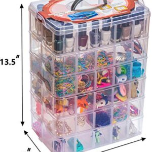 Sooyee 6-Tier Stackable Craft Organizers and Storage Box with 60 Compartments,Plastic for Toys,Dolls, Arts and Craft, Fuse Beads, Washi Tape, Rock Collection, Ribbons,Clear