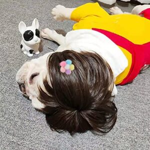 Dog Wig Costume for Small Medium Large Dogs with Head Flower, Trimmable Pet Cosplay Cat Decoration for Halloween, Christmas, Parties