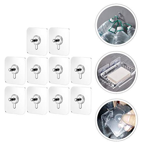 DOITOOL Self Adhesive Nails Wall Mount Non-Trace Screw Hook Stickers，10 Pcs Screw Free Stickers for Hanging Bathroom Kitchen Shower Room （16mm）