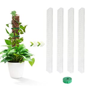 eox 4 pcs 24 inch plastic moss pole for plants monstera, climbing plants, plant support for indoor plants work with sphagnum moss