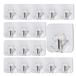 60 pack adhesive hooks 24lb(max) adhesive wall hooks, self adhesive hooks heavy duty adhesive hooks for kitchens bathroom office, sliver