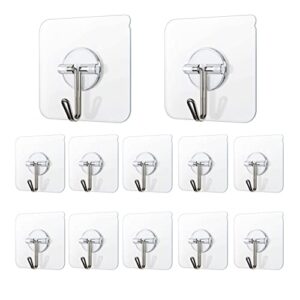 cologo adhesive hooks 20 pack 22lb(max) adhesive wall hooks, heavy duty self adhesive hooks for kitchens, bathroom, office