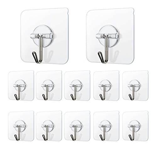 COLOGO Adhesive Hooks 20 Pack 22lb(Max) Adhesive Wall Hooks, Heavy Duty Self Adhesive Hooks for Kitchens, Bathroom, Office