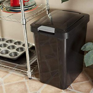 Sterilite 7.5 Gallon TouchTop Narrow Plastic Wastebasket with Secure Titanium Latch for Kitchen, Bathroom, and Office Use, Black (8 Pack)