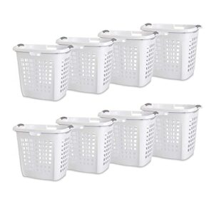 sterilite ultra laundry hamper, egronomic handles to easily transport clothes to and from the laundry room, white, 8-pack