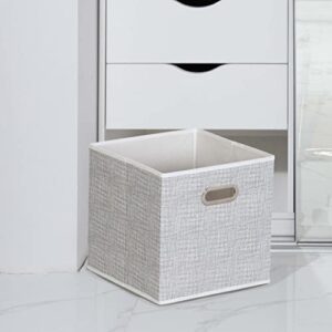 Household Essentials White Mix Set of 6 Open Fabric Cube Storage Bins, 11 x 11