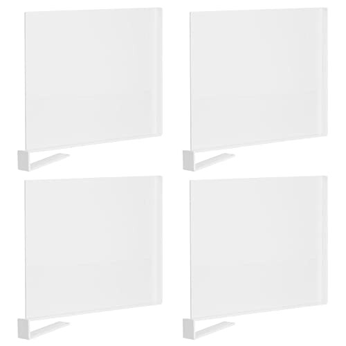 mDesign Plastic Closet Shelf Dividers; Tall Organizer Separators with Clip for Shelves in Bedroom and Closets for Jean, Sweater, Shirt, Purse, and Clothes Storage - Lumiere Collection, 4 Pack, White