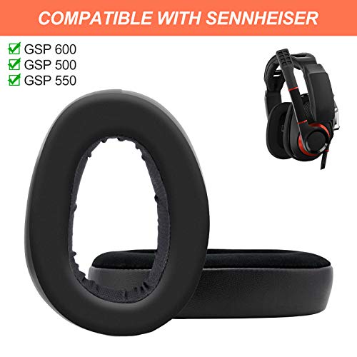 Replacement Ear Pads Cushions Compatible with Sennheiser GSP 670 GSP 500 GSP 600 Gaming Headset On-Ear Headphones Ear Pads Cushion Headset Ear Cover, Black