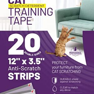 CLAWGUARD Cat Repellant Tape 20 Pre-Cut Strips - Cat Scratch Furniture Protector - Cat Deterrent Tape - Cat Anti Scratch Shields - Cat Scratch Sofa Protection - Sofa Drapes Screens and More