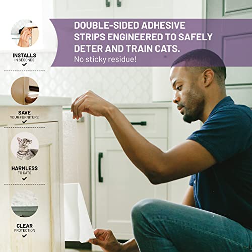 CLAWGUARD Cat Repellant Tape 20 Pre-Cut Strips - Cat Scratch Furniture Protector - Cat Deterrent Tape - Cat Anti Scratch Shields - Cat Scratch Sofa Protection - Sofa Drapes Screens and More