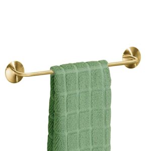 mdesign metal self adhesive towel rack hanger - easy mount towel bar - stick on towel rod for kitchen walls, cabinets, door, or mirrors - use for hand, dish, tea towels - omni collection - soft brass