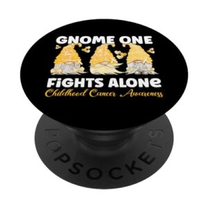 gnome one fights alone gold| childhood cancer awareness popsockets standard popgrip