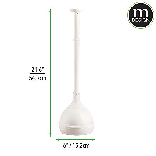 mDesign Plastic Modern Bathroom Storage and Cleaning Accessory Set - Includes Toilet Plunger, Bowl Brush, Wastebasket Trash Can/Garbage Bin - 3 Pieces - Hyde Collection - Cream/Beige