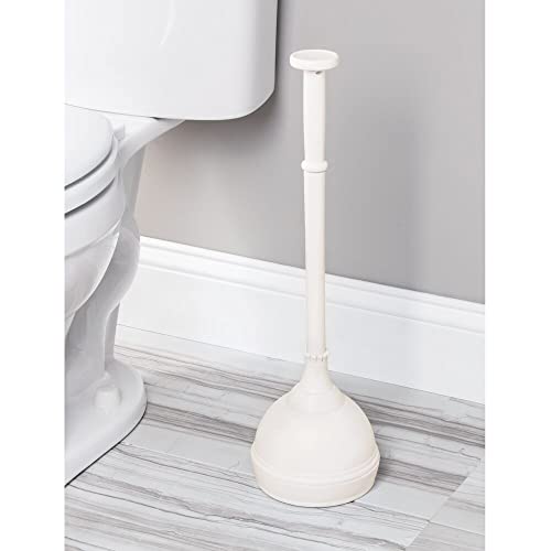 mDesign Plastic Modern Bathroom Storage and Cleaning Accessory Set - Includes Toilet Plunger, Bowl Brush, Wastebasket Trash Can/Garbage Bin - 3 Pieces - Hyde Collection - Cream/Beige