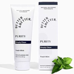 better & better purity toothpaste | fluoride free, sls free toothpaste for sensitive brushers | 1 ct | fresh breath with organic mints | natural, vegan, whitening toothpaste to remove plaque