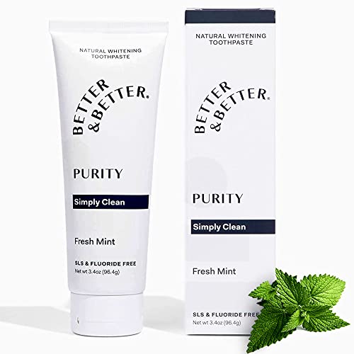 Better & Better Purity Toothpaste | Fluoride Free, SLS Free Toothpaste for Sensitive Brushers | 1 CT | Fresh Breath with Organic Mints | Natural, Vegan, Whitening Toothpaste to Remove Plaque