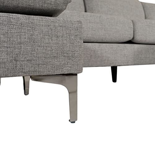 Casa Andrea Milano Modern Large Tweed Fabric U-Shape Sectional Sofa, Double Extra Wide Chaise Lounge Couch, Light Grey